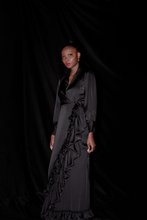 RUB422 Wrap Gathered Dress