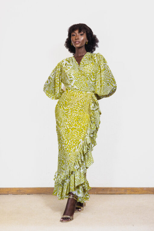 Ndiambani Gathered Wrap Dress in Nngwe Print